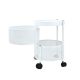 Servierwagen, Küchenwagen, platzsparender Rollwagen, drehbarer Servierwagen mit Rollen, Küchenwagen auf Rollen, Bad, Küchen, Büro-Weiß-2 Ebene-Rund-Standard